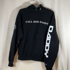 Champion Eco Barstool Call Her Daddy Pullover Hoodie Black Unisex Medium
